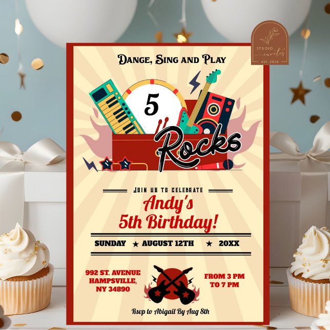 Invitation Anniversaire Né Pour la Musique de Rock (Créateur téléchargé)