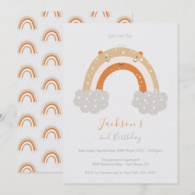 Invitation Anniversaire Neutre et pacifique (Devant / Derrière)