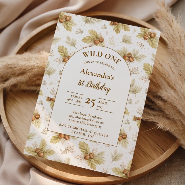 Invitation Anniversaire Neutre Woodland Wild One (Créateur téléchargé)