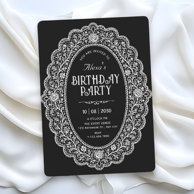 Invitation Anniversaire noir élégant (Créateur téléchargé)