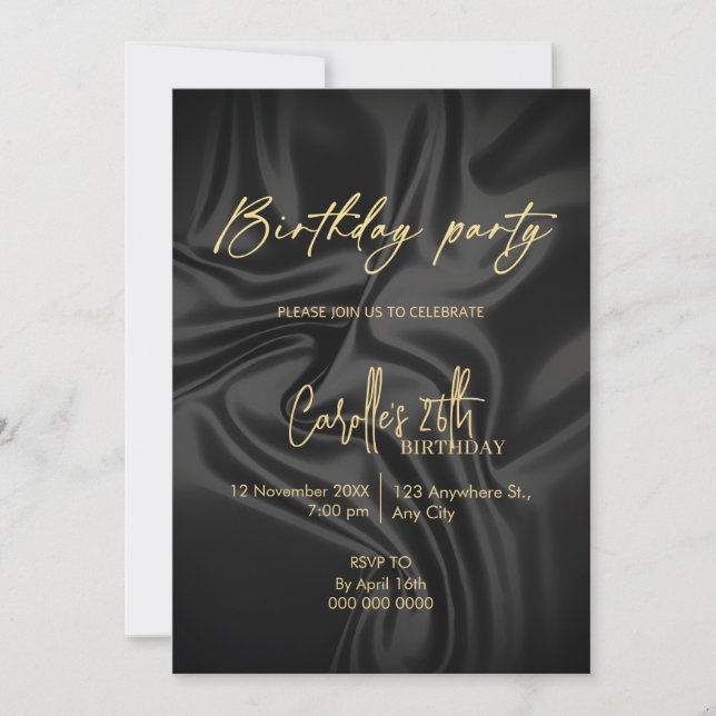 Invitation Anniversaire noir et or  (Devant)