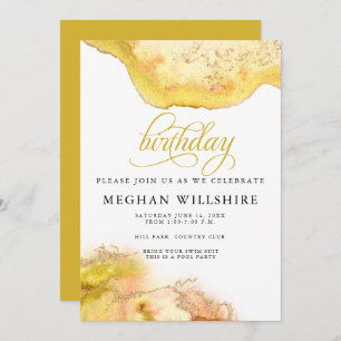 Invitation Anniversaire Novembre Topaz Citrine Watercolor Geo