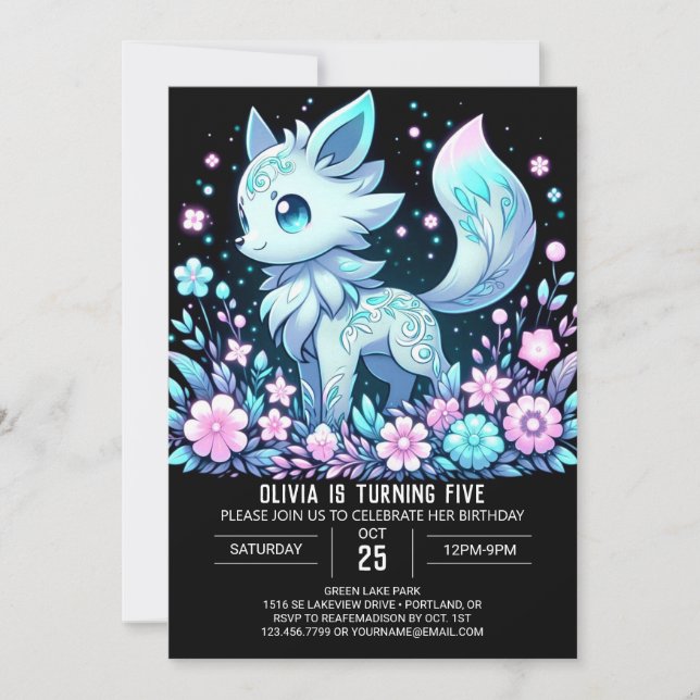 Invitation Anniversaire numérique adorable Wolf (Devant)