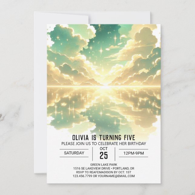 Invitation Anniversaire numérique céleste (Devant)