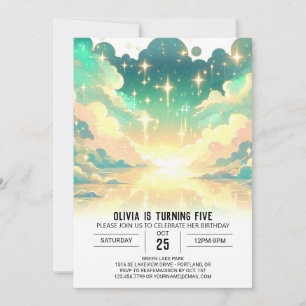 Invitation Anniversaire numérique céleste des nuages