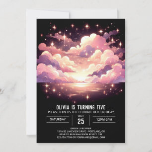 Invitation Anniversaire numérique céleste doux personnalisé