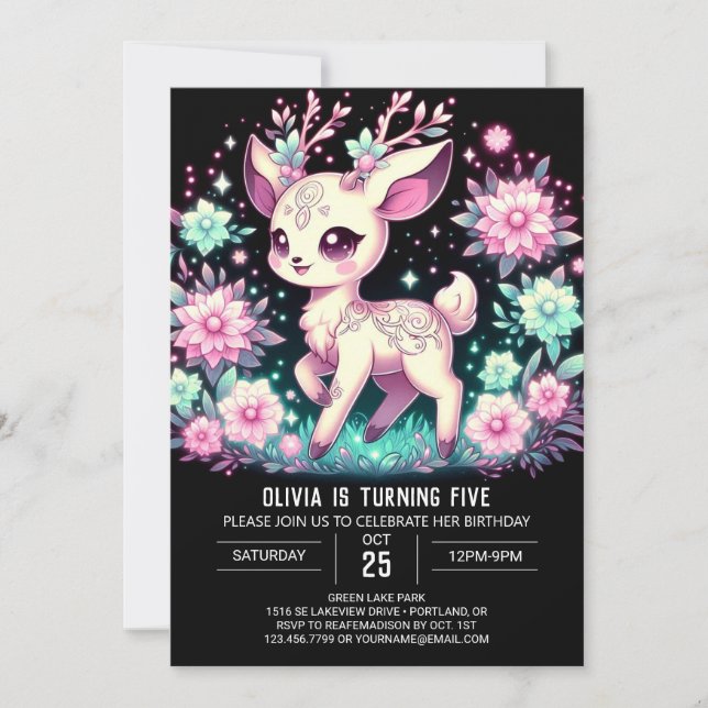 Invitation Anniversaire numérique de Girl Deer (Devant)