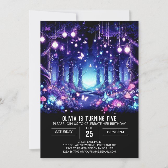 Invitation Anniversaire numérique de la forêt de Cute Boho (Devant)