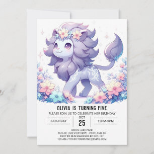 Invitation Anniversaire numérique de Lion Fun moderne