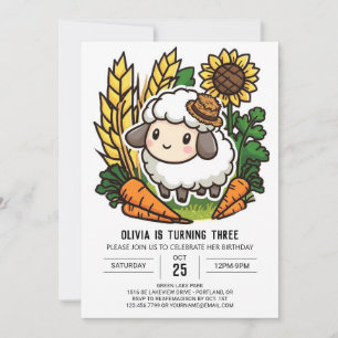 Invitation Anniversaire numérique de mouton mignon