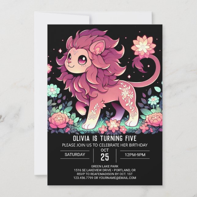 Invitation Anniversaire numérique du lion modifiable (Devant)