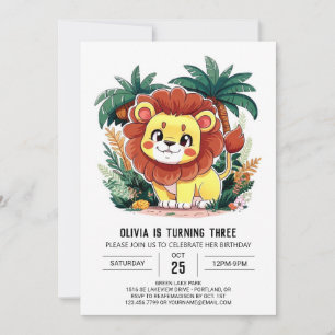 Invitation Anniversaire Numérique Du Lion Whimsical