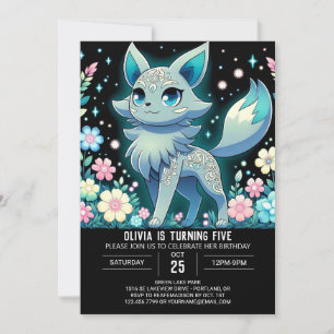 Invitation Anniversaire numérique du loup amusant