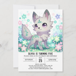 Invitation Anniversaire numérique du loup de forêt doux