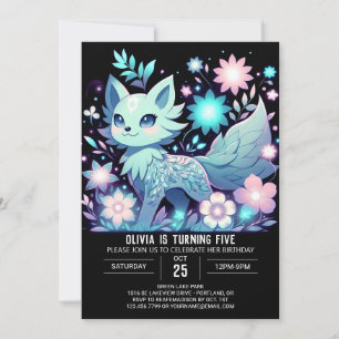 Invitation Anniversaire numérique du loup mignon