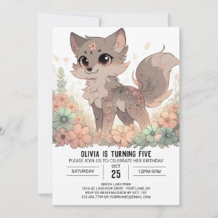 Invitation Anniversaire numérique Elegant Boho Wolf