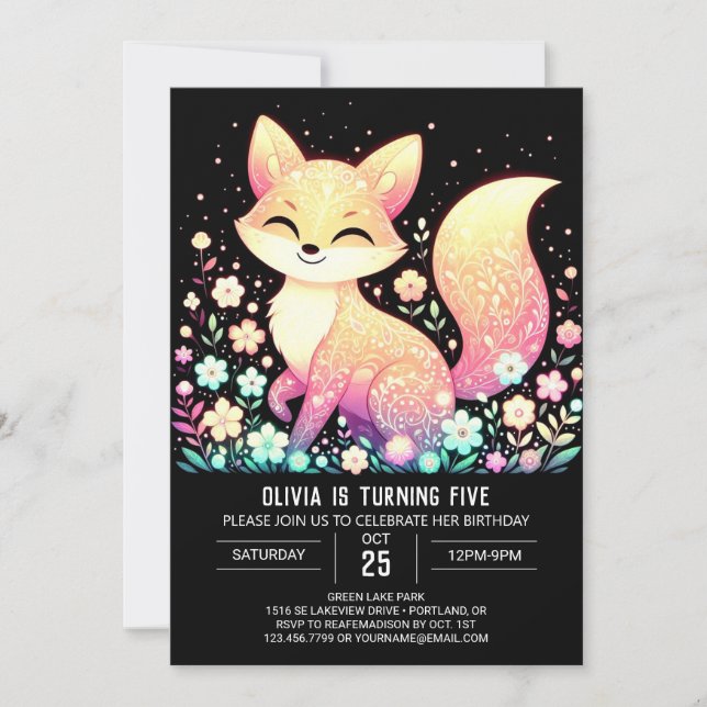 Invitation Anniversaire numérique Enchanted Fox (Devant)