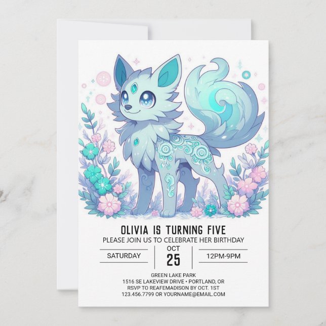 Invitation Anniversaire numérique magique enchantée Wolf (Devant)
