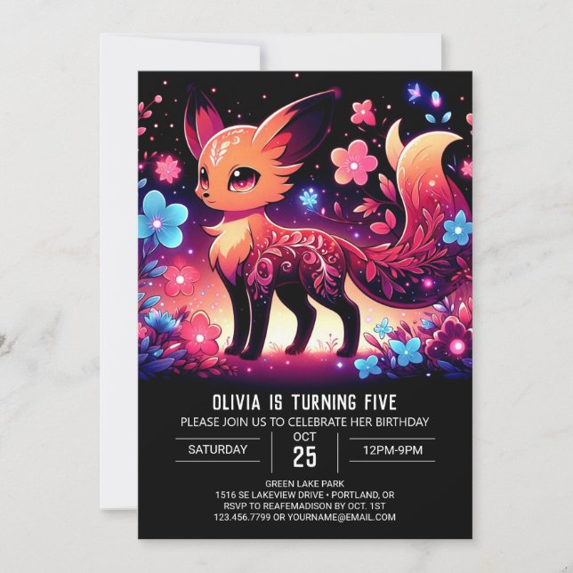 Invitation Anniversaire numérique Majestic Fox (Devant)