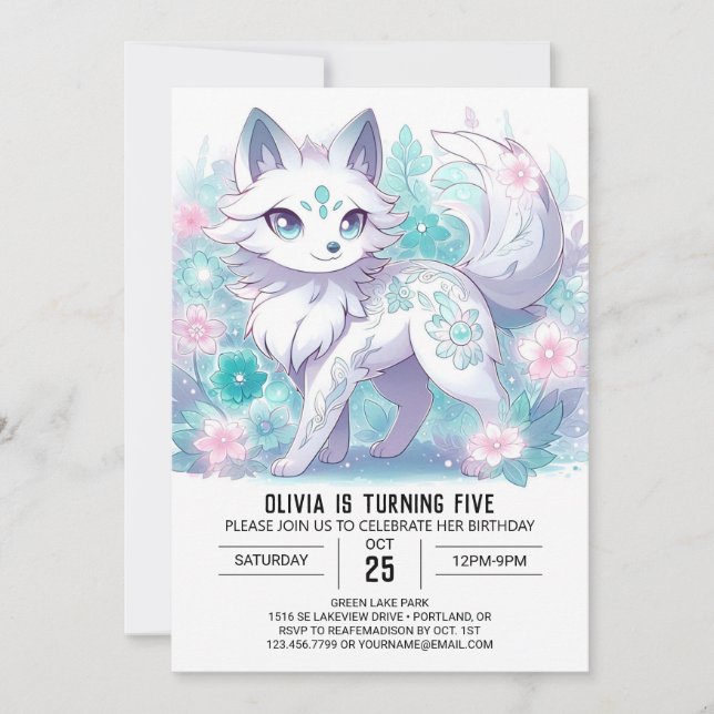 Invitation Anniversaire numérique moderne enchantée Wolf (Devant)