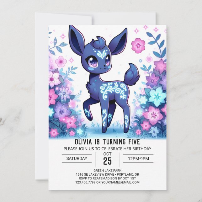 Invitation Anniversaire numérique moderne Sweet Deer (Devant)