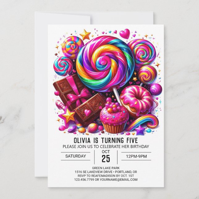 Invitation Anniversaire numérique Pastel Cute Candyland (Devant)