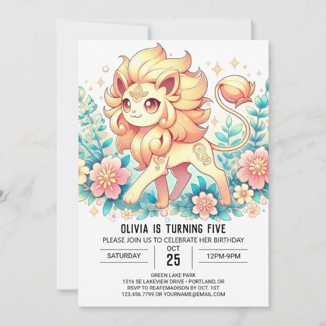 Invitation Anniversaire numérique simple Lion (Devant)