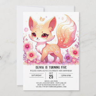Invitation Anniversaire numérique Whimsical Fox