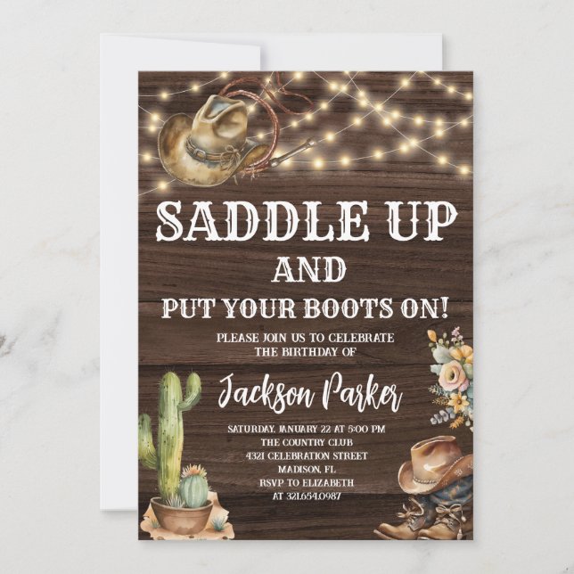 Invitation Anniversaire occidental Cowboy fête d'anniversaire (Devant)