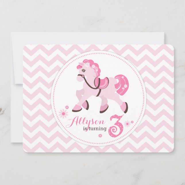 Invitation Anniversaire occidental de Chevron de poney de (Devant)