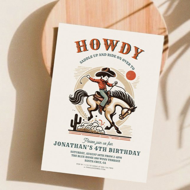 Invitation Anniversaire occidental de Cowboy vintage (Créateur téléchargé)
