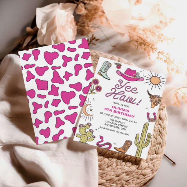 Invitation Anniversaire occidental rodéo rose (Créateur téléchargé)