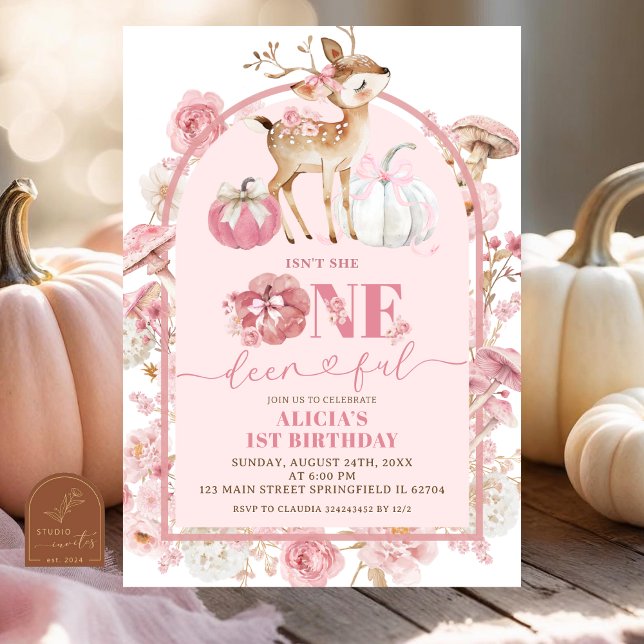 Invitation Anniversaire Onedeerful automne Citrouille Blanche (Créateur téléchargé)