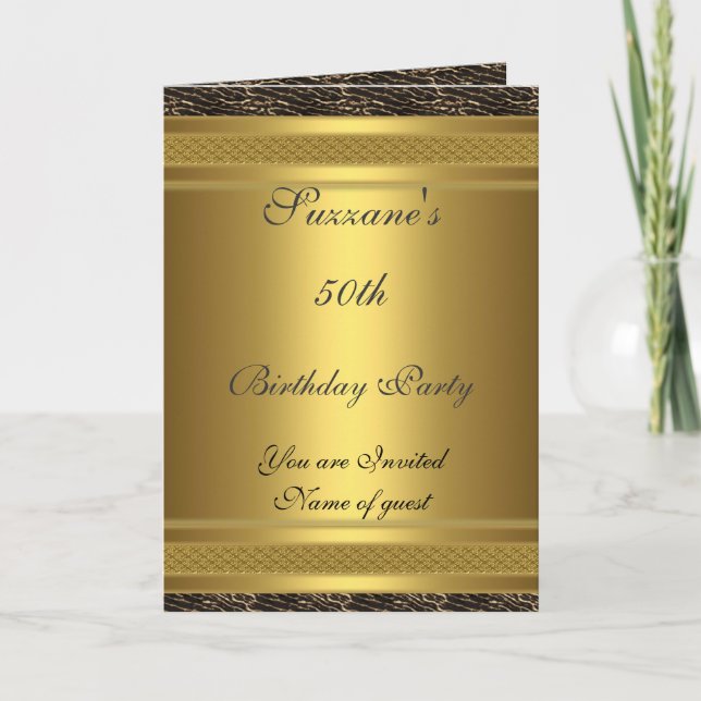 Invitation anniversaire or 50 ans (Devant)