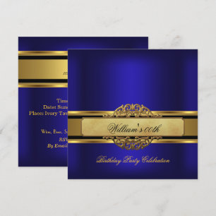 Invitation Anniversaire Or Bleu Royal Homme Party Hommes