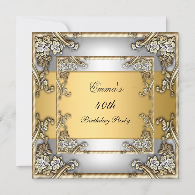 Invitation anniversaire or et argent (Devant)