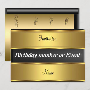 Invitation Anniversaire Or et Noir