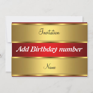 Invitation Anniversaire Or et Rouge