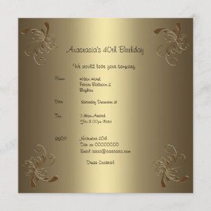 Invitation Anniversaire Or Floral 2