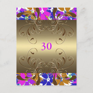 Invitation Anniversaire Or Floral Glamour