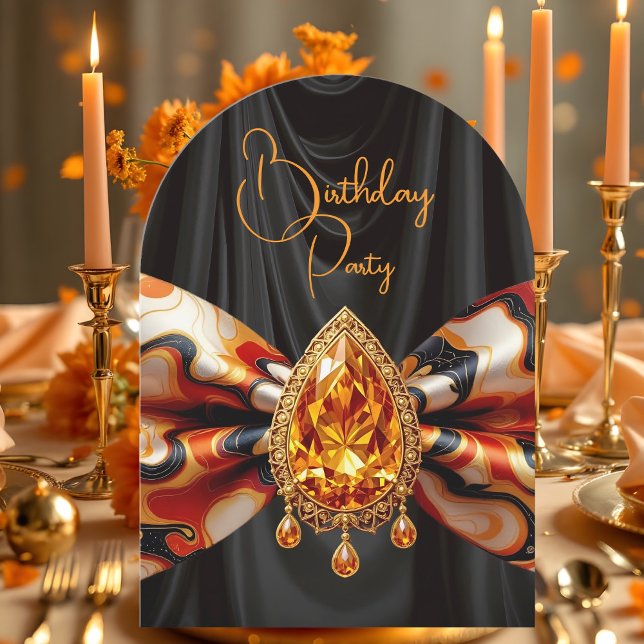 Invitation Anniversaire Orange 1960 Mod Arc Or Bijou (Créateur téléchargé)