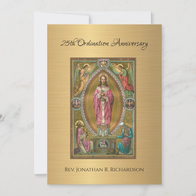 Invitation Anniversaire Ordination Prêtre Catholiq (Devant)
