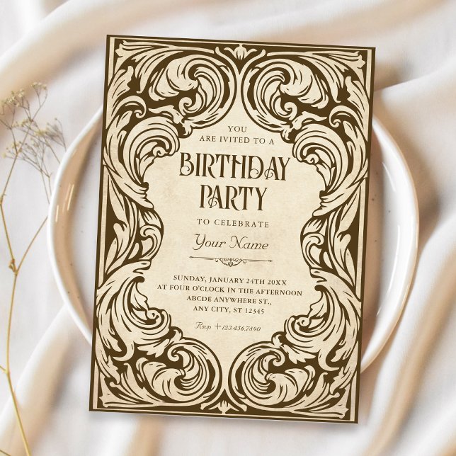 Invitation Anniversaire orné vintage (Créateur téléchargé)