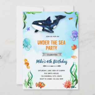 Invitation Anniversaire orque sous la mer