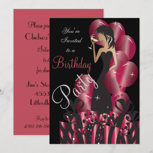 Invitation Anniversaire ou Bachelorette Party Diva Princess G