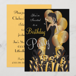 Invitation Anniversaire ou Bachelorette Party Diva Princess G