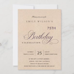 INVITATION ANNIVERSAIRE PAILLÉ ROSE SIMPLE TOUT ÂGE