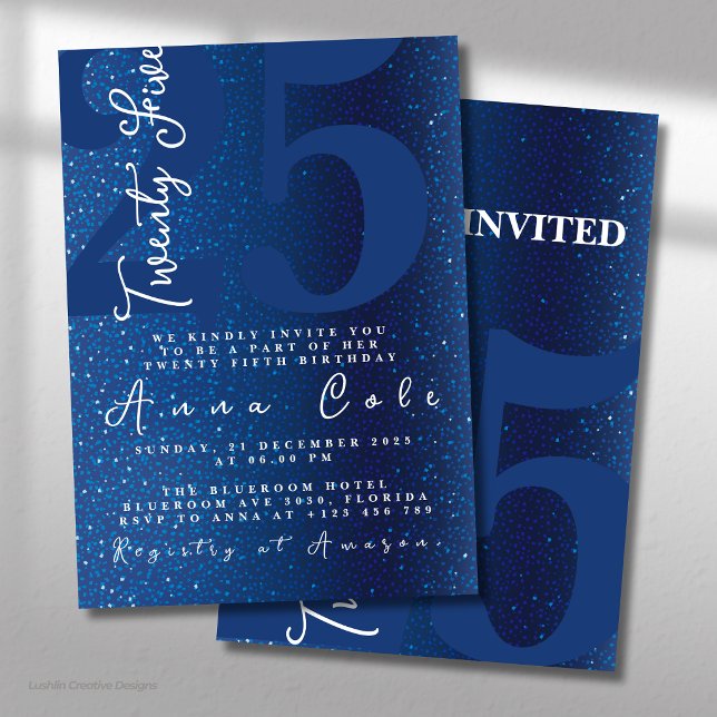 Invitation Anniversaire Paillettes Bleues Brillant (Créateur téléchargé)