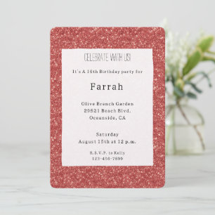 Invitation Anniversaire Paillettes Étincelles Rouges  