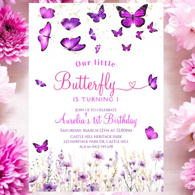 Invitation Anniversaire papillon violet (Créateur téléchargé)
